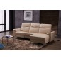 Canapé d'angle relax en cuir de buffle italien de luxe 5 places BRIO, beige, angle droit