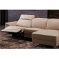 Canapé d'angle relax en cuir de buffle italien de luxe 5 places BRIO, beige, angle droit