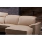 Canapé d'angle relax en cuir de buffle italien de luxe 5 places BRIO, beige, angle droit