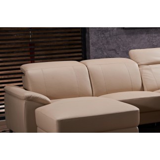 .Canapé d'angle relax en cuir de buffle italien de luxe 5 places BRIO, beige, angle gauche
