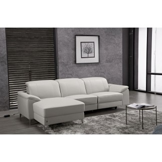 .Canapé d'angle relax en cuir de buffle italien de luxe 5 places BRIO, blanc, angle gauche