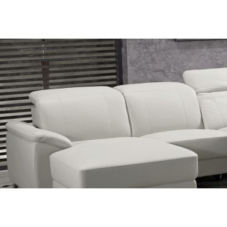 .Canapé d'angle relax en cuir de buffle italien de luxe 5 places BRIO, blanc, angle gauche
