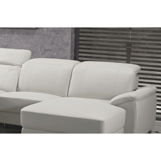 Canapé d'angle relax en cuir de buffle italien de luxe 5 places BRIO, blanc, angle droit