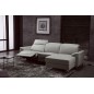 Canapé d'angle relax en cuir de buffle italien de luxe 5 places BRIO, gris clair, angle droit
