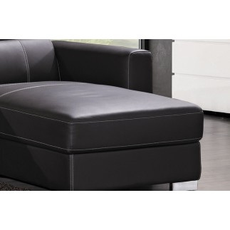 Canapé d'angle convertible en cuir de buffle italien de luxe 5 places ANTHONY, gris foncé, angle droit.