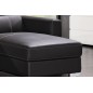 Canapé d'angle convertible en cuir de buffle italien de luxe 5 places ANTHONY, gris foncé, angle droit.