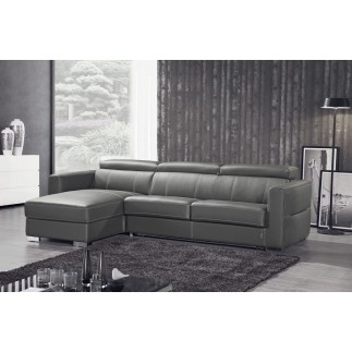 .Canapé d'angle convertible en cuir de buffle italien de luxe 5 places ANTHONY, gris foncé, angle gauche