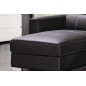 .Canapé d'angle convertible en cuir de buffle italien de luxe 5 places ANTHONY, gris foncé, angle gauche