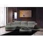 Canapé d'angle cuir Buffle italien 5/6 places GENEVE, table offerte, gris clair et gris foncé, angle gauche