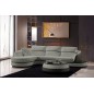 Canapé d'angle cuir Buffle italien 5/6 places GENEVE, table offerte, gris clair et gris foncé, angle gauche