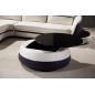 Canapé d'angle cuir Buffle italien 5/6 places GENEVE, table offerte, gris clair et gris foncé, angle gauche
