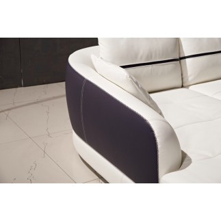 Canapé d'angle cuir Buffle italien 5/6 places GENEVE, table offerte, gris clair et gris foncé, angle gauche