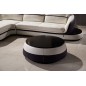 Canapé d'angle cuir Buffle italien 5/6 places GENEVE, table offerte, blanc et chocolat, angle gauche