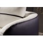 Canapé d'angle cuir Buffle italien 5/6 places GENEVE, table offerte, blanc et chocolat, angle gauche