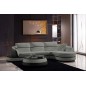 Canapé d'angle en cuir Buffle italien 5/6 places GENEVE, table offerte, gris clair et gris foncé, angle droit