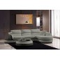 Canapé d'angle en cuir Buffle italien 5/6 places GENEVE, table offerte, gris clair et gris foncé, angle droit