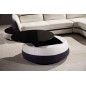 Canapé d'angle en cuir Buffle italien 5/6 places GENEVE, table offerte, gris clair et gris foncé, angle droit