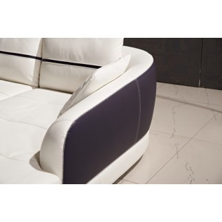 Canapé d'angle en cuir Buffle italien 5/6 places GENEVE, table offerte, gris clair et gris foncé, angle droit