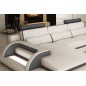 Canapé d'angle en cuir italien 6 places VINOTI, blanc et gris foncé, angle gauche Canapé d'angle en cuir italien 6 places VINOTI, blanc et gris foncé, angle gauche