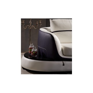 Canapé d'angle en cuir Buffle italien 5/6 places GENEVE, table offerte, couleur personnalisée, angle droit