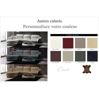 Canapé d'angle cuir Buffle italien 5/6 places GENEVE, table offerte, couleur personnalisée, angle gauche