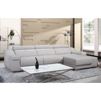 Canapé d'angle double relax en cuir de buffle italien 5 places BiRELAX, blanc, angle droit.