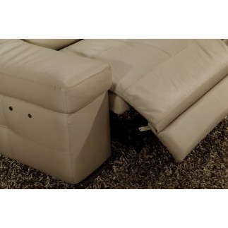 Canapé d'angle double relax en cuir de buffle italien 5 places BiRELAX, beige, angle droit.