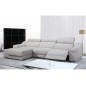 - Canapé d'angle double relax en cuir de buffle italien 5 places BiRELAX, blanc, angle gauche