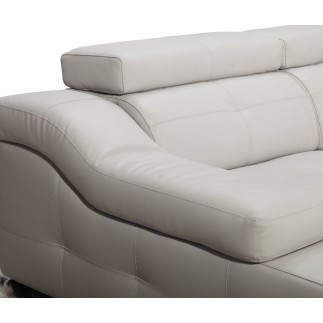 - Canapé d'angle double relax en cuir de buffle italien 5 places BiRELAX, blanc, angle gauche