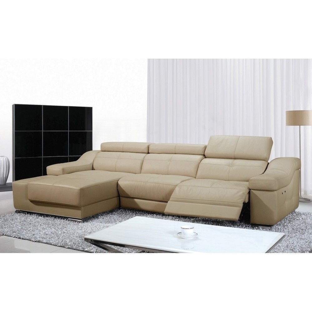 - Canapé d'angle double relax en cuir de buffle italien 5 places BiRELAX, beige, angle gauche