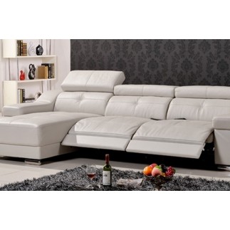 - Canapé d'angle double relax en cuir de buffle italien 5 places BiRELAX, beige, angle gauche