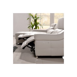 - Canapé d'angle double relax en cuir de buffle italien 5 places BiRELAX, beige, angle gauche