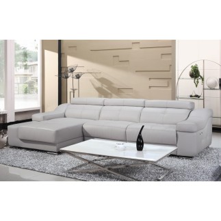 - Canapé d'angle double relax en cuir de buffle italien 5 places BiRELAX, beige, angle gauche