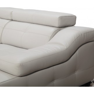 Canapé d'angle double relax en cuir de buffle italien 5 places BiRELAX, gris clair, angle droit.