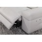 - Canapé d'angle double relax en cuir de buffle italien 5 places BiRELAX, gris clair, angle gauche