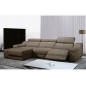 Canapé d'angle double relax en cuir de buffle italien 5 places BiRELAX, moka, angle gauche
