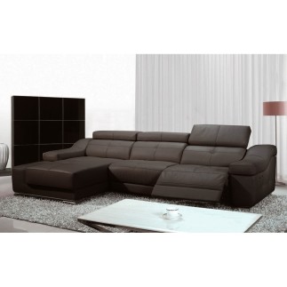 - Canapé d'angle double relax en cuir de buffle italien 5 places BiRELAX, chocolat, angle gauche