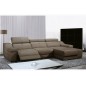 Canapé d'angle double relax en cuir de buffle italien 5 places BiRELAX, moka, angle droit.