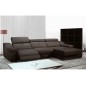 Canapé d'angle double relax en cuir de buffle italien 5 places BiRELAX, chocolat, angle droit.