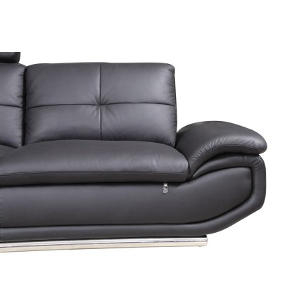 - Canapé d'angle en cuir buffle italien de luxe 6/7 places BELLALIGNA, noir, angle gauche