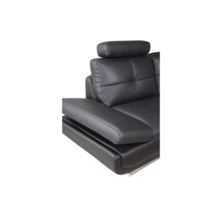 - Canapé d'angle en cuir buffle italien de luxe 6/7 places BELLALIGNA, noir, angle gauche
