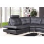 - Canapé d'angle en cuir buffle italien de luxe 6/7 places BELLALIGNA, noir, angle gauche