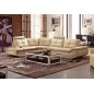 - Canapé d'angle en cuir buffle italien de luxe 6/7 places BELLALIGNA, beige, angle gauche