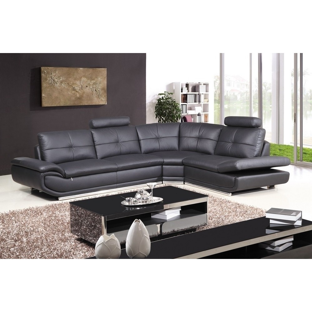Canapé d'angle en cuir buffle italien de luxe 6/7 places BELLALIGNA, noir, angle droit