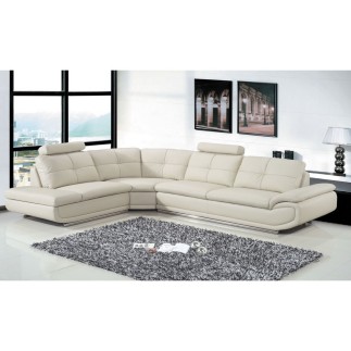 - Canapé d'angle en cuir buffle italien de luxe 6/7 places BELLALIGNA, blanc, angle gauche