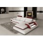 Canapé d'angle en cuir italien 6 places VINOTI, blanc et bordeaux, angle droit Canapé d'angle en cuir italien 6 places VINOTI, blanc et bordeaux, angle droit