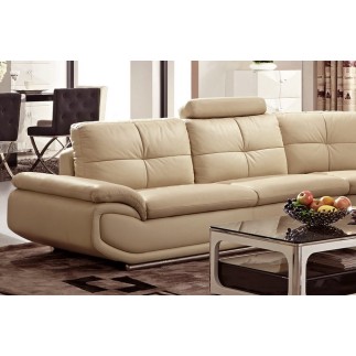 Canapé d'angle en cuir buffle italien de luxe 6/7 places BELLALIGNA, beige, angle droit