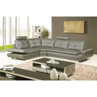 - Canapé d'angle en cuir buffle italien de luxe 6/7 places BELLALIGNA, gris foncé, angle gauche