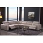 Canapé d'angle double relax en cuir de buffle italien de luxe 7/8 places MAXIRELAX, beige, angle gauche