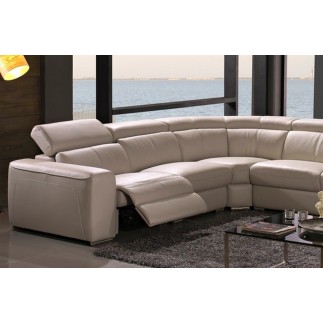Canapé d'angle double relax en cuir de buffle italien de luxe 7/8 places MAXIRELAX, beige, angle gauche